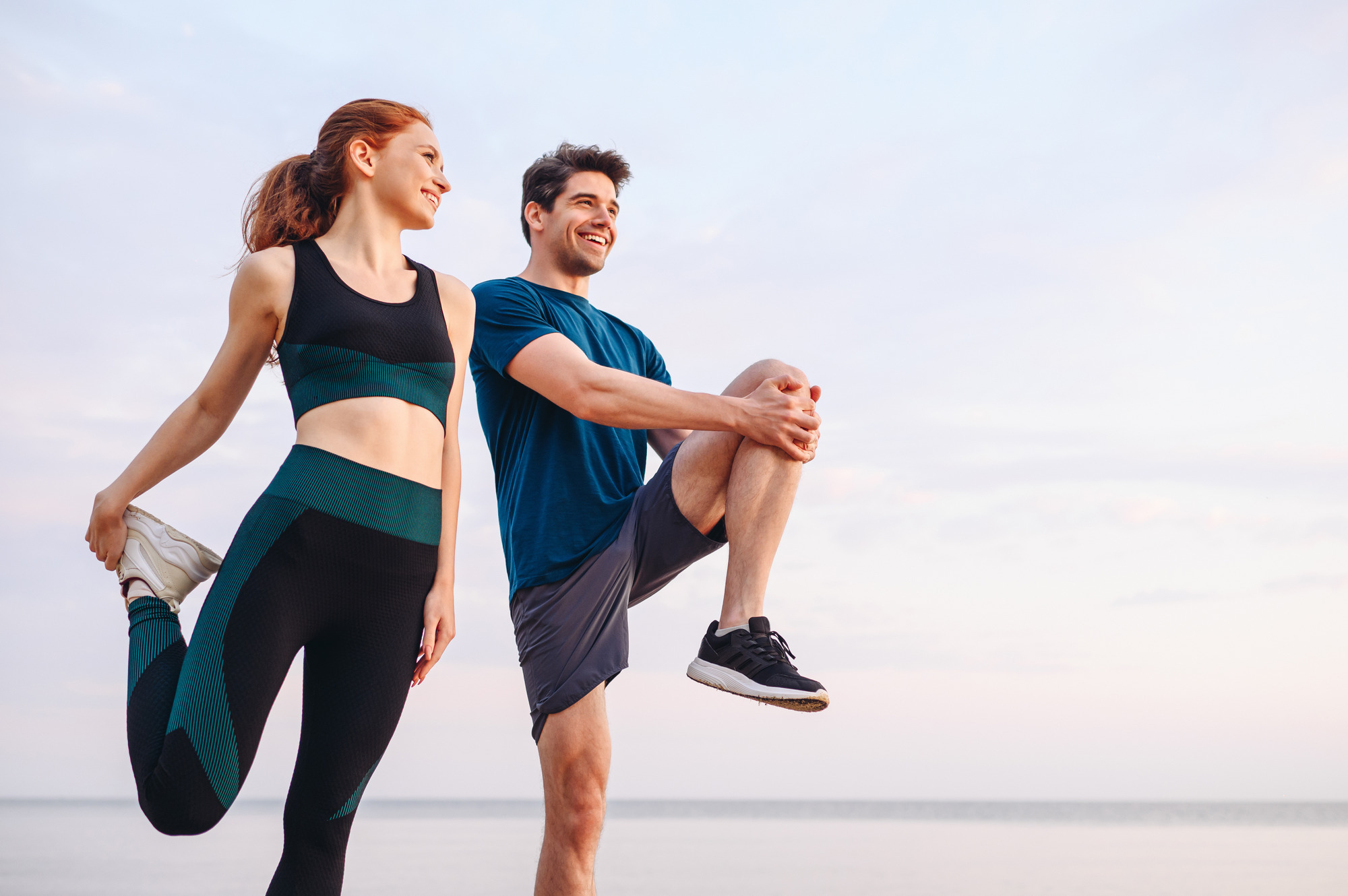 Couple in athletic outfit